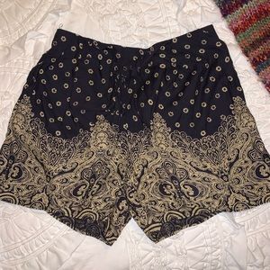 anthropologie tie front printed shorts